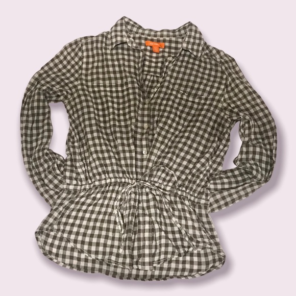 🌟SALE 2/$10.00‼️ Joe Fresh Women’s long Sleeve checkered blouse size M - Picture 6 of 9